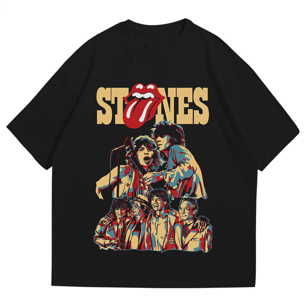 Kaos lengan pendek Kaos Band Rolling Stone Stones  Vintage Pria Wanita Cotton combed 24s