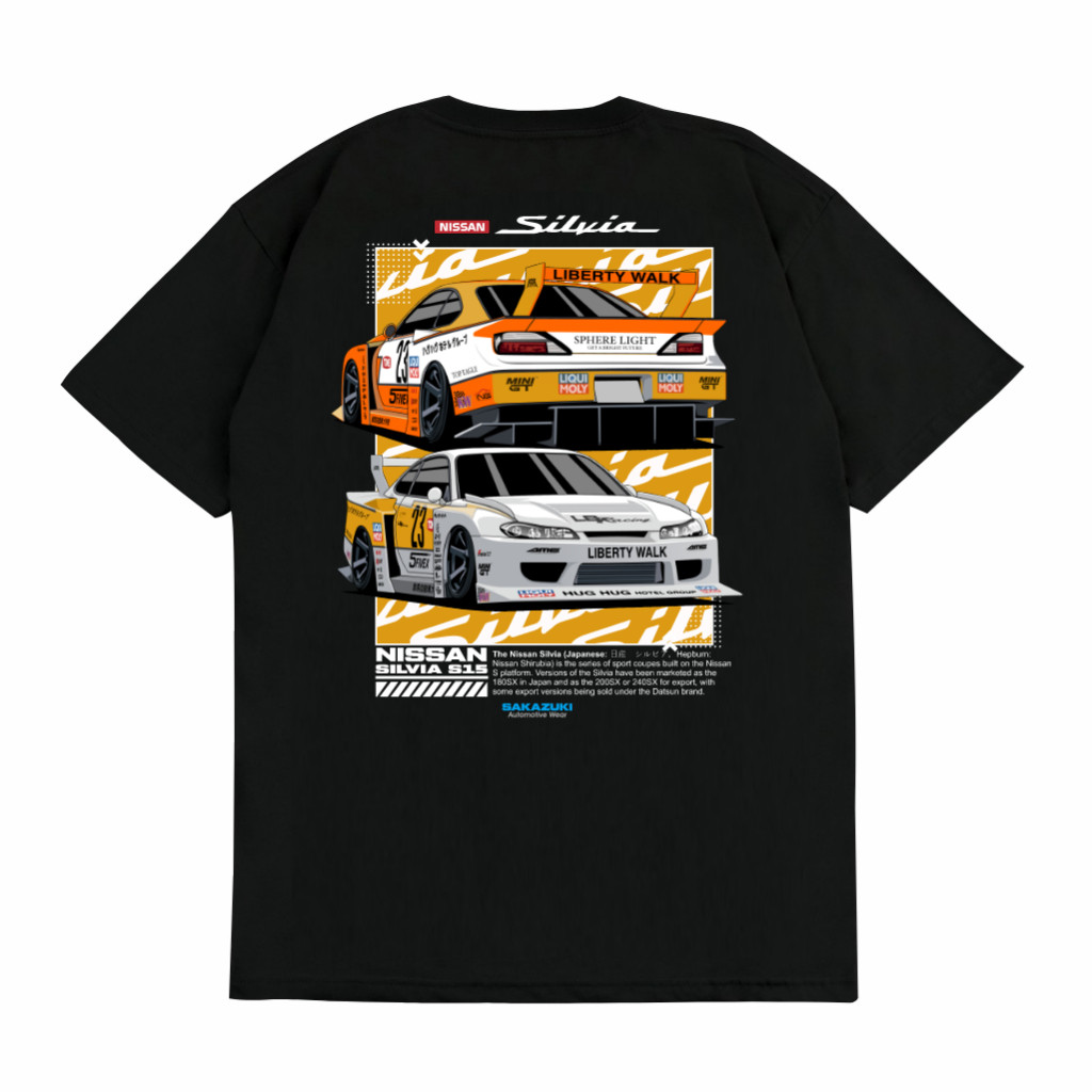Kaos Baju Distro Unisex Gambar Mobil Minigt NISSAN SILVIA S15 LBWK LIBERTY WALK 2022 HW // Atasan Pr