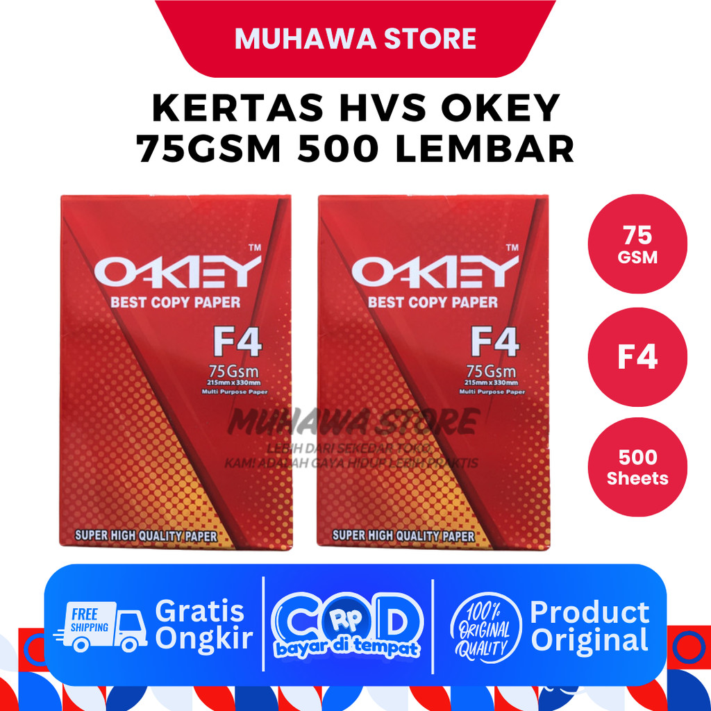 

KERTAS HVS MURAH 75 GRAM OKEY F4 1 RIM 500 LEMBAR