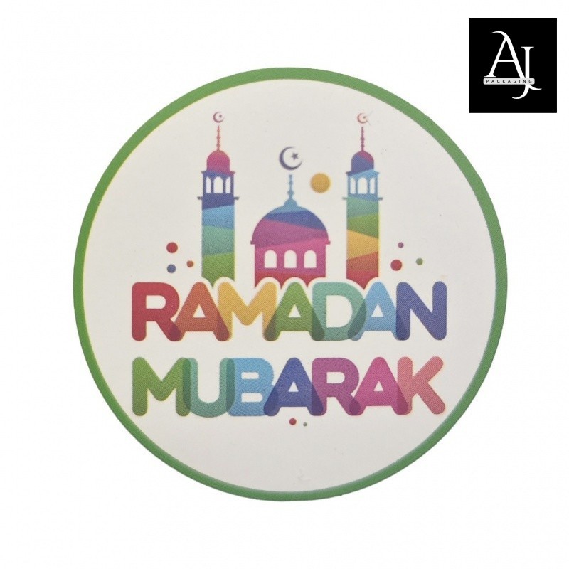 

(1 LEMBAR ISI 9-10) STICKER BULAT IDUL FITRI RAMADHAN LEBARAN Diameter 4cm
