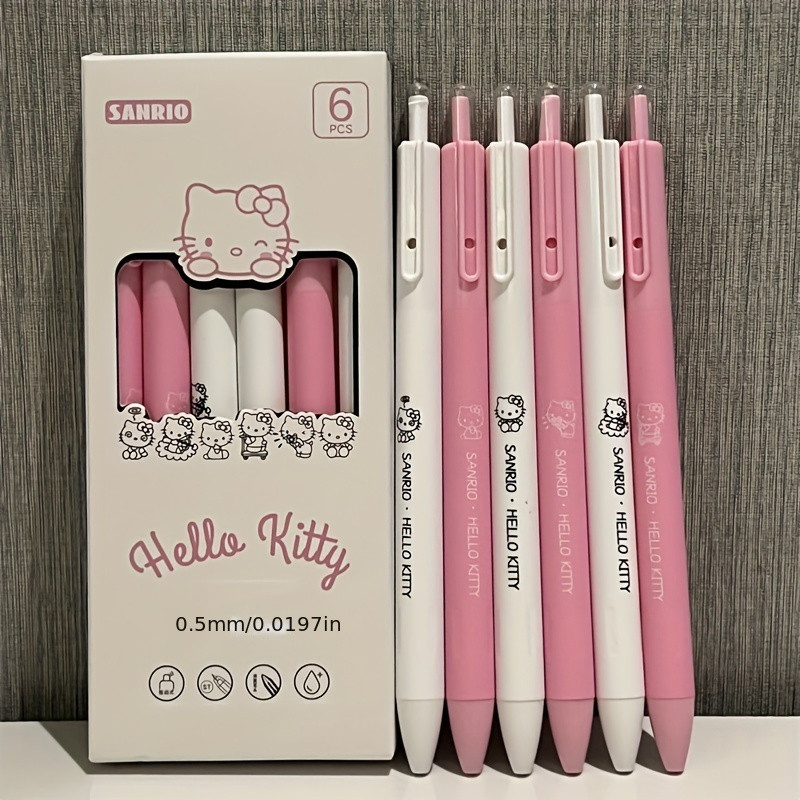 

6Pcs Sanrio Gel Pen Hello Kitty Kuromi Pachacco Student Exam Pen Quick Dry Office Signature Pen School Supplies Stationery Prize