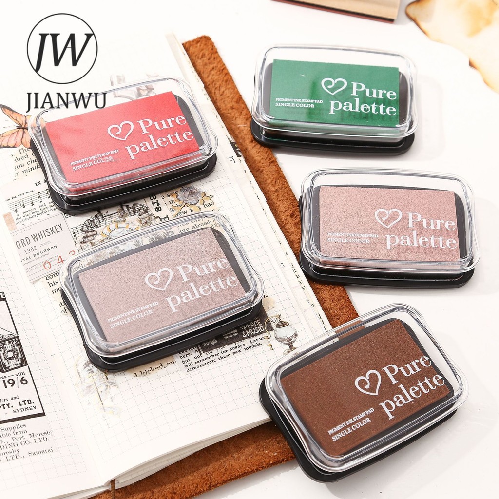 

JIANWU 20 Colors Big Ink Pad Oil Planner Silicone Stamp Material Concave Waist Color Ink Pad Creative DIY Journal Stationery