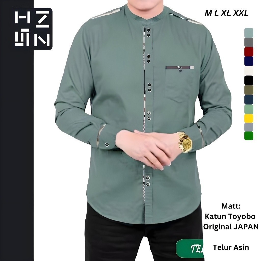 GW Koko Sultan Toyobo, Baju Kemeja Muslim Premium Qurta Pria Bahan Toyobo Ori Japan - Telur Asin