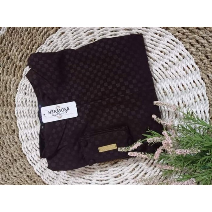 NEW -Gamis coklat tua/gamis hermosa cokelat tua/gamis tartan coklat tua cod - S