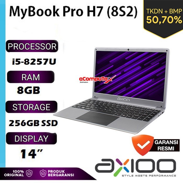 LAPTOP AXIOO H7 (8S2) MYBOOK PRO ) I5-8257U 8GB 256GB SSD WIN 10 14" INCH TKDN RESMI