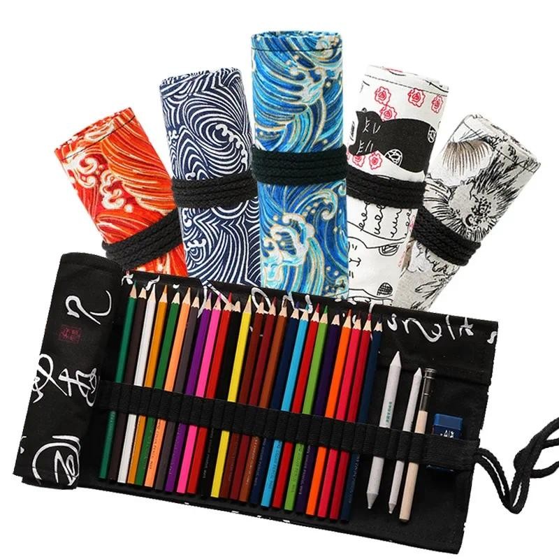 

48 Holes Desk Organizer Crayon Pencil Case Make Up Brush Holder Storage Bag for Office School Supplies Children Pencil Cases