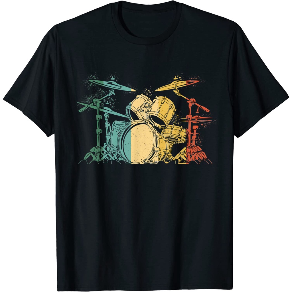 Baju Kaos Dewasa Drummer Retro Vintage Drum Set Drumset Drummers Men Drumming T-Shirt