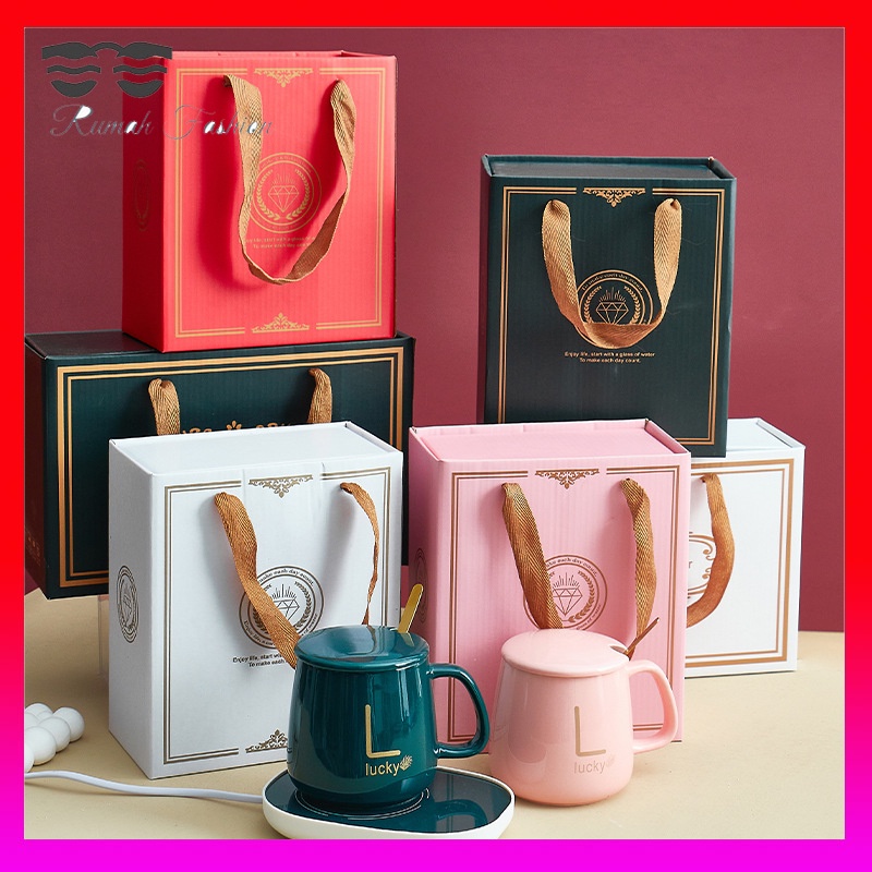 Mug Cangkir Elektrik Set Keramik Pemanas 55 Derajat Penghangat Kopi