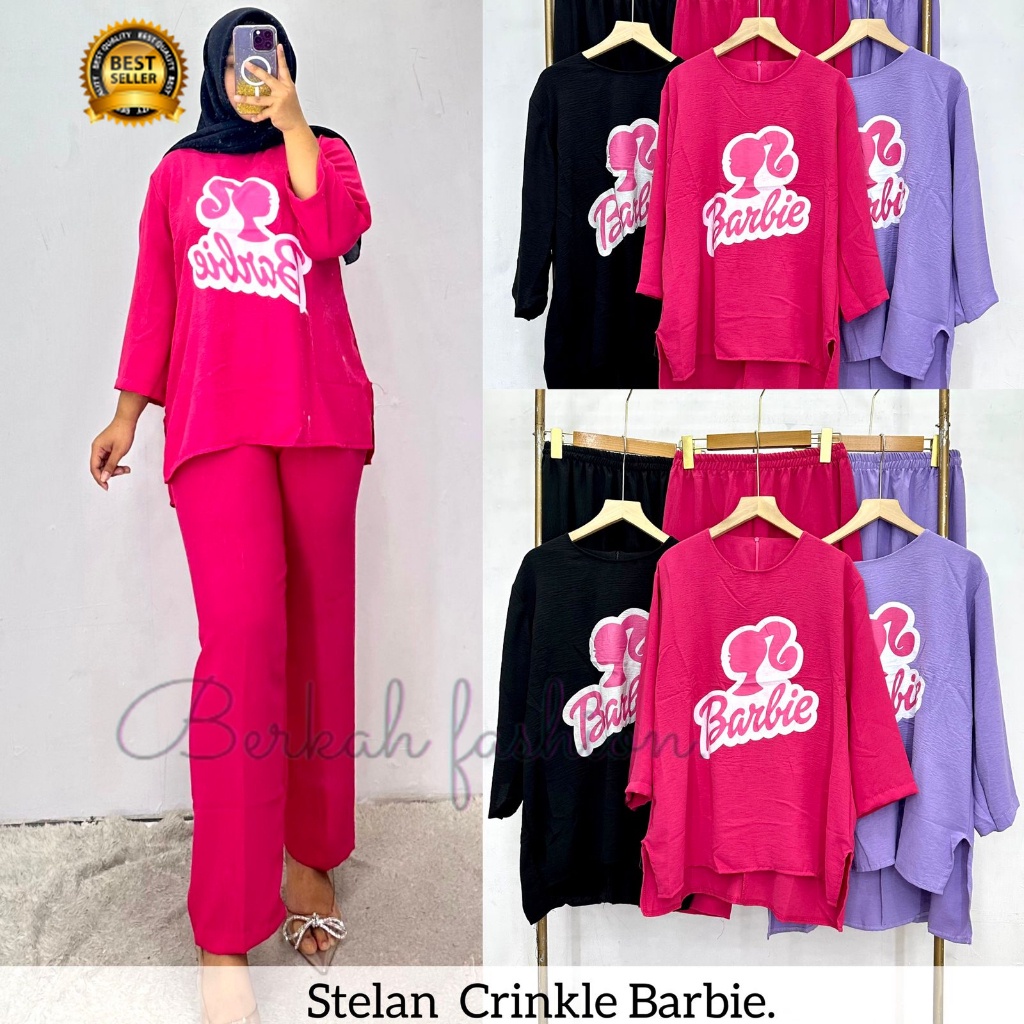 BERBIE ONE SET HIJAB STYLE | SETELAN BERBIE MOTIF KERINKEL AIRFLOW | SETCEL KERINKEL VIRAL | SETELAN