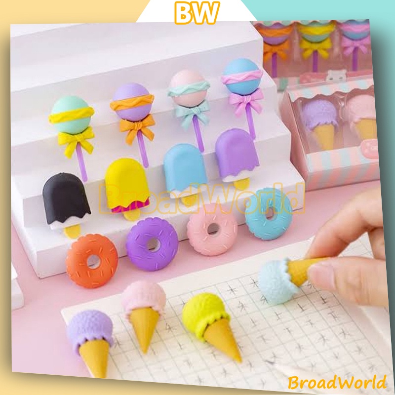 

Penghapus Karakter Ice Cream Isi 4 Pcs / Penghapus Pensil Model Ice Cream Donat Lolipop / Penghapus Set Cute