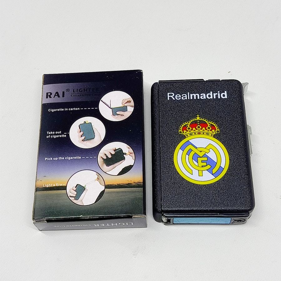 Bayar Ditempat - Kotak Rokok + Korek Api Logo EP REAL MADRID 3454.8  / Kotak Roko Unik / Kotak Roko 