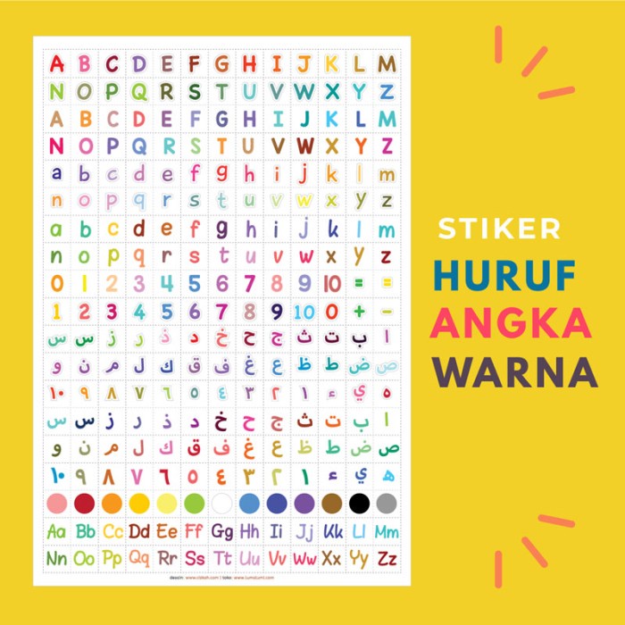 

Stiker Potong Untuk Anak Tema Belajar Huruf Angka Warna - Asli