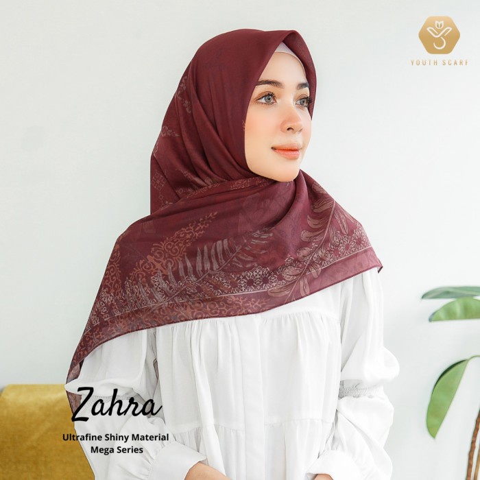 HIJAB VOAL MOTIF PRINTING - YOUTHSCARF SIGNATURE MEGA SERIES - ZAHRA - zahra + masker