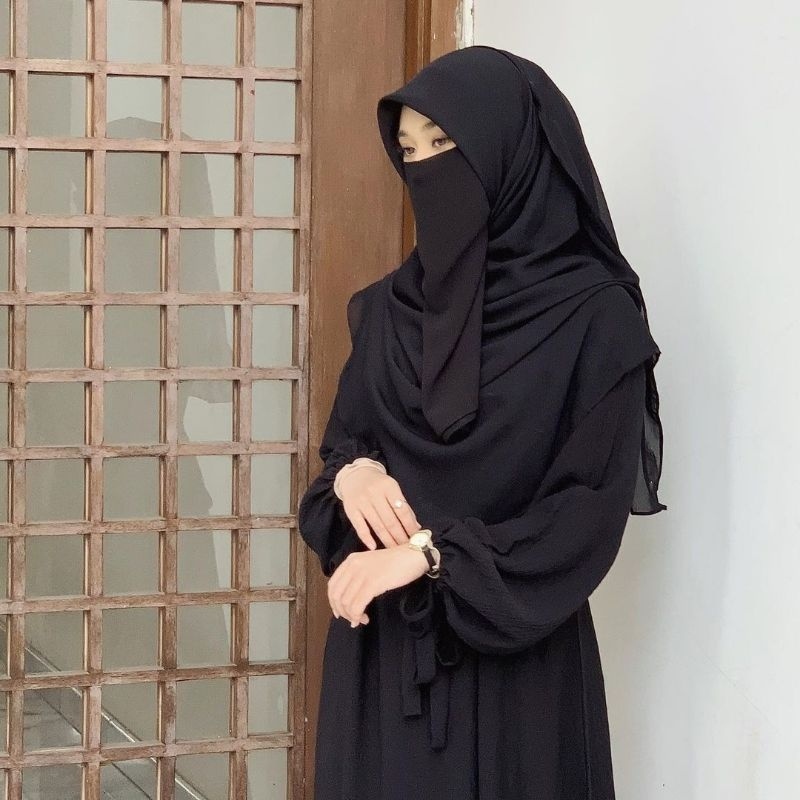 Gamis Hitam Crinkle Airflow Premium Abaya Remaja Polos ANAYA