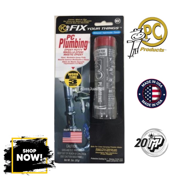 

Lem Epoxy Putty PC Plumbing Penambal Bocor Pipa Besi USA