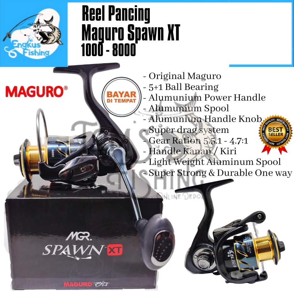 Reel Pancing Maguro Spawn XT 1000 - 8000 ( 5+1 Bearing ) Power Handle Murah - Engkus Fishing