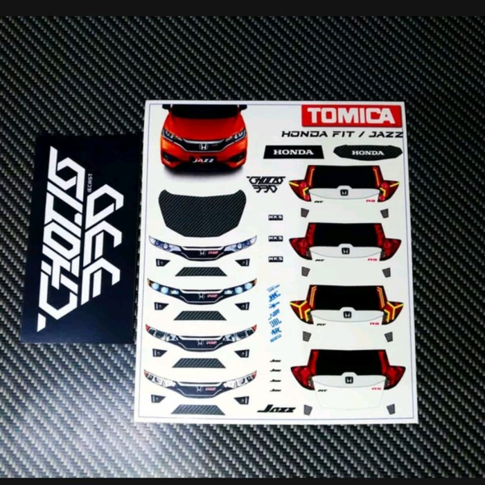 Decal diecast tomica honda fit atau jazz detile lampu bukan hotwheels sticker striping mainan