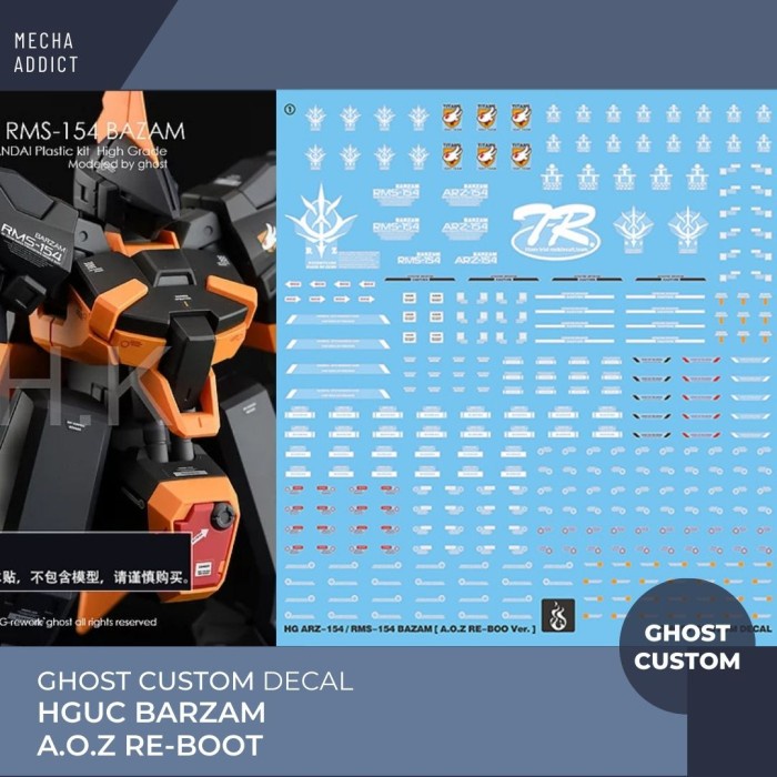 Water Slide Decal HG A.O.Z RE-BOOT BARZAM by Ghost Decal