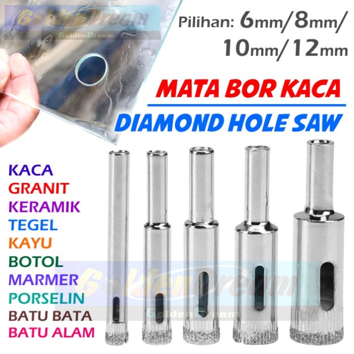 Mata Bor Kaca Hole Saw Diamond Granit Marmer Keramik 6mm 8mm 10mm 12mm