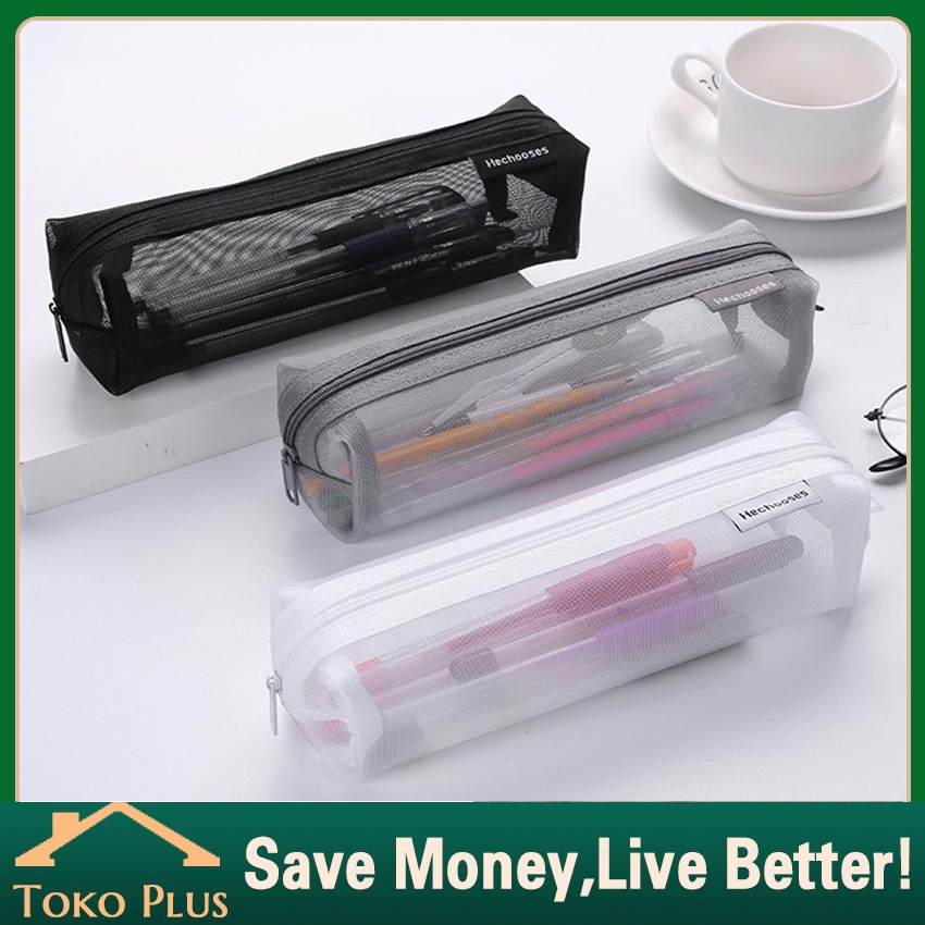 

Tempat Pensil TRANSPARAN / SIMPLE STYLE Mesh Zipper Pencil Case