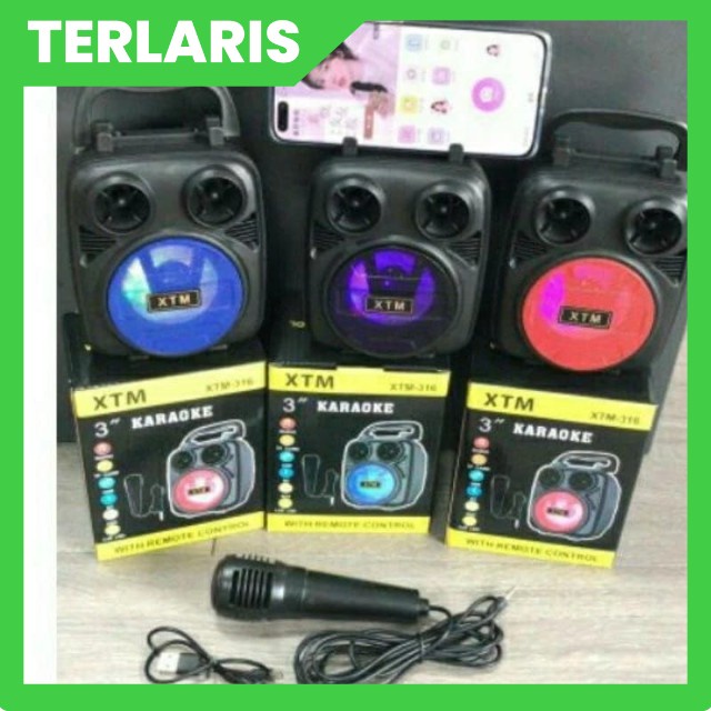 XTM 316 Speaker Bluetooth Speaker Mic Karaoke Wireless Portable Music Karaoke XTM-316