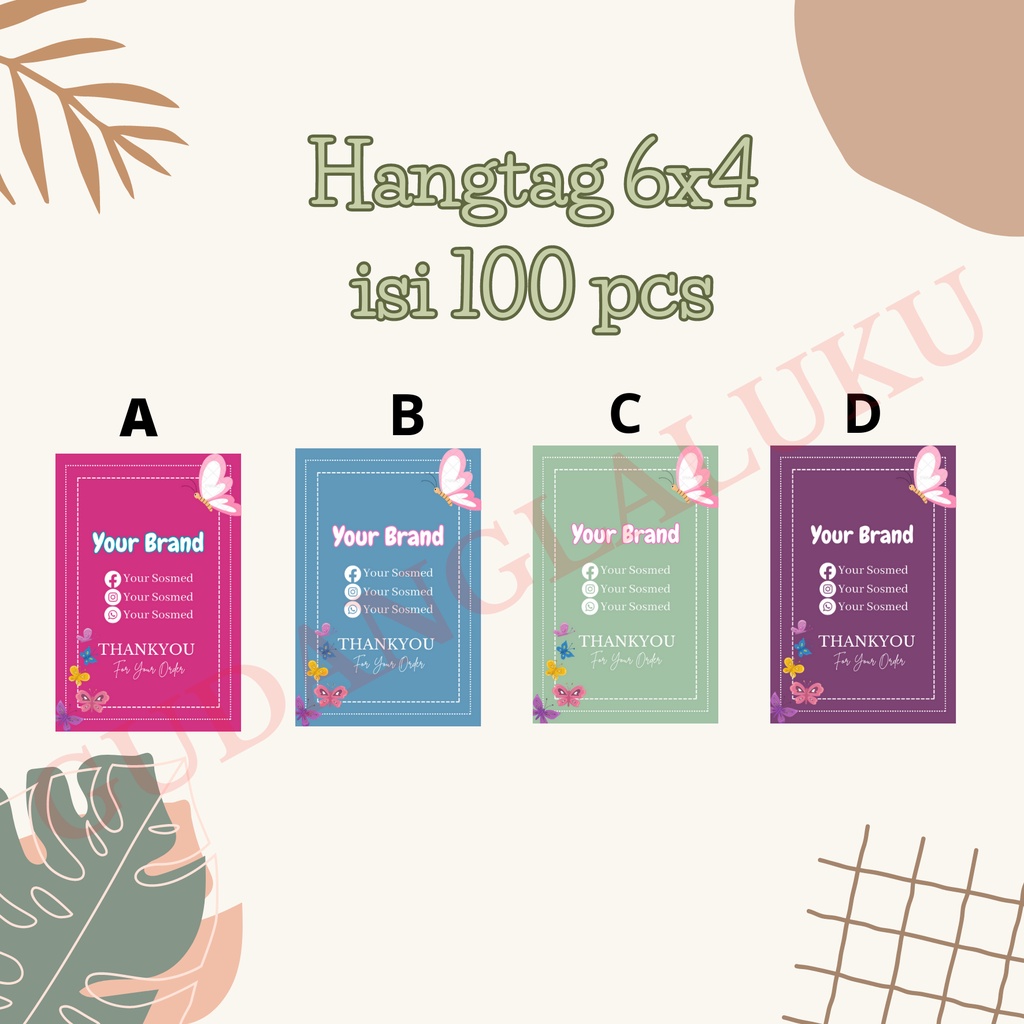 

100 pcs Hang Tag Baju (FREE TEMPLATE DESIGN) - Label Baju - Cetak Hangtag Baju - Label Merek