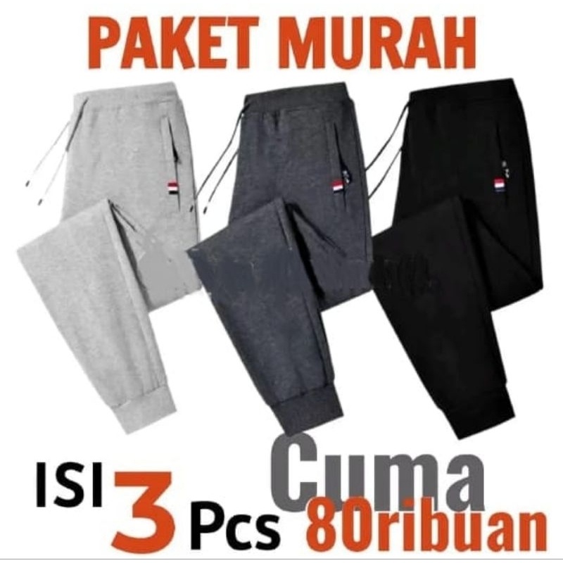 Celana Jogger Pria Wanita Olahraga / Celana Jogger Training 3 Pcs 100 Ribu / Celana Panjang Jumbo