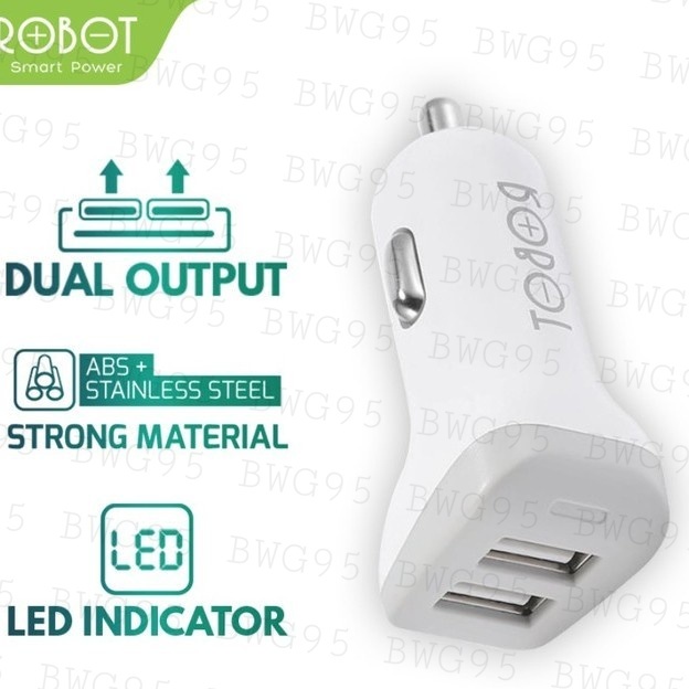 Dual Output Car Charger Robot Charger Colokan Mobil 2.4A 2 port USB