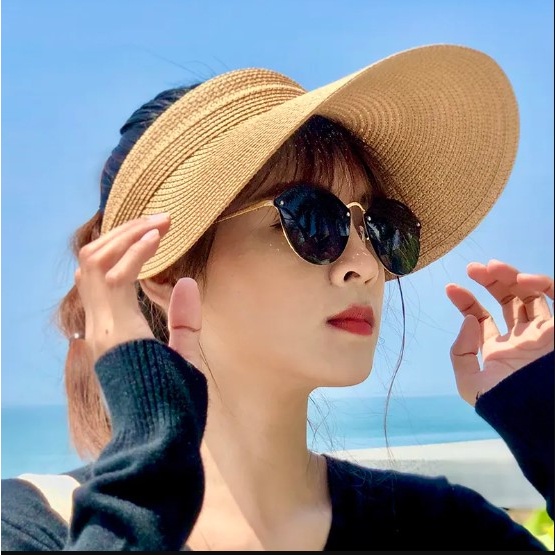 COD Topi Visor Matahari Lipat Topi Kertas Visor Jerami Portabel Topi Kertas Dapat Dilipat Modis Cokl