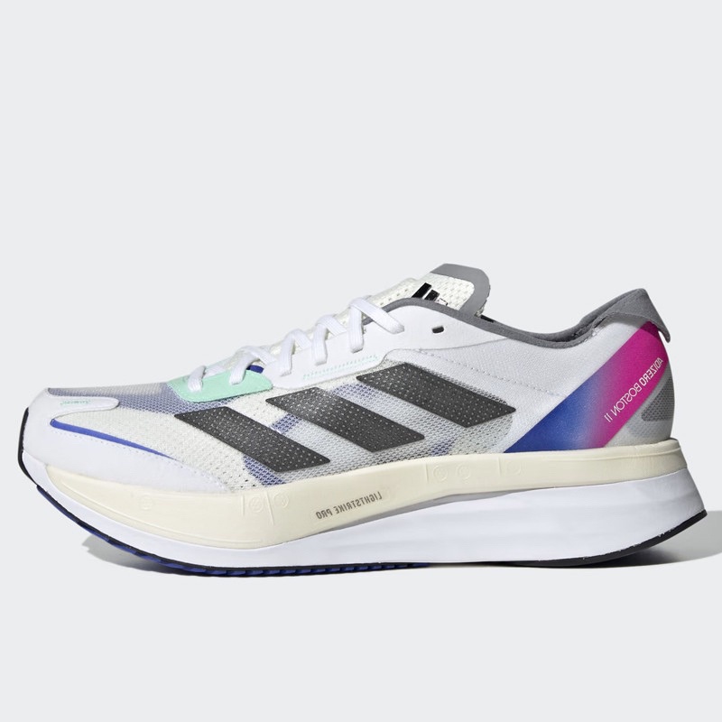 Sepatu Lari Adidas Adizero Boston 11 White Lucid Blue Fuchsia