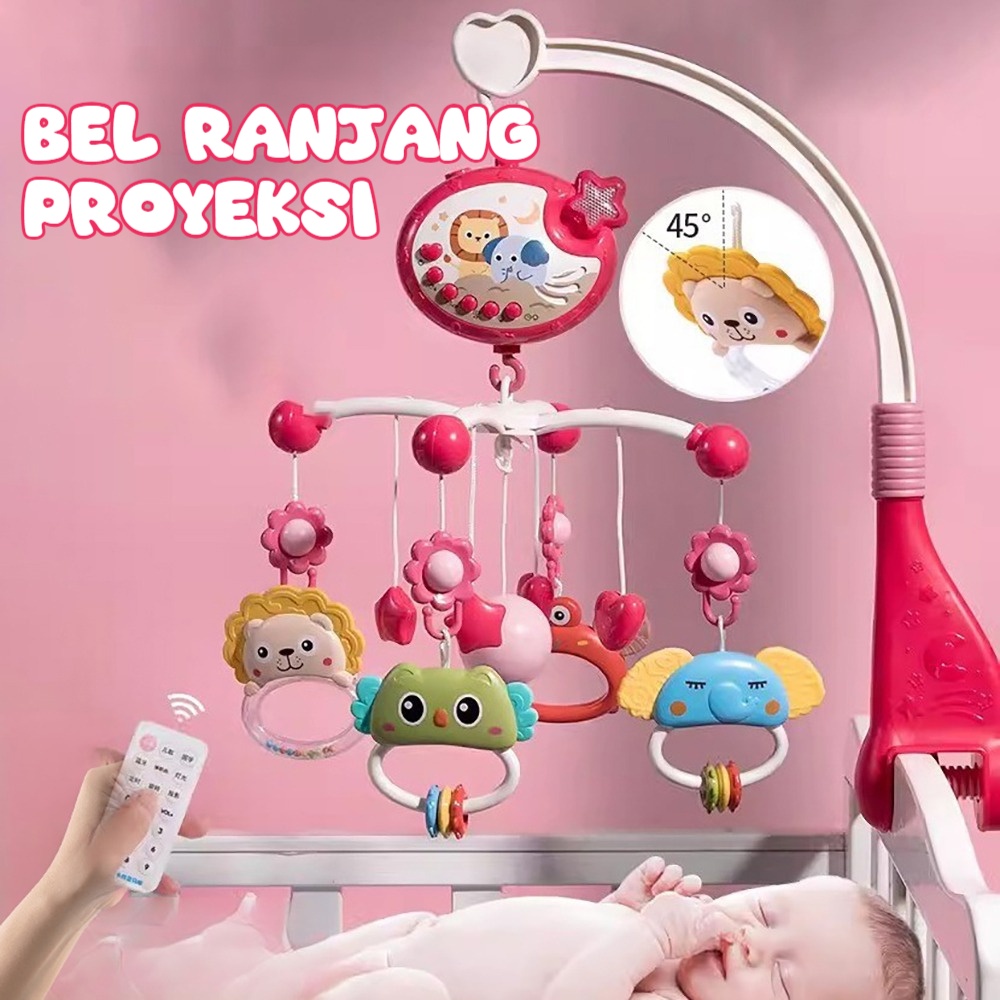 Bayi Teether Bed Crib Membujuk Toys Bells Kasur Mainan Hanging Bell Remote