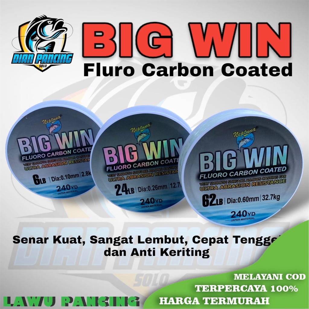 Senar Pancing Big Win Neptuna 240yd Bahan Fluoro Carbon