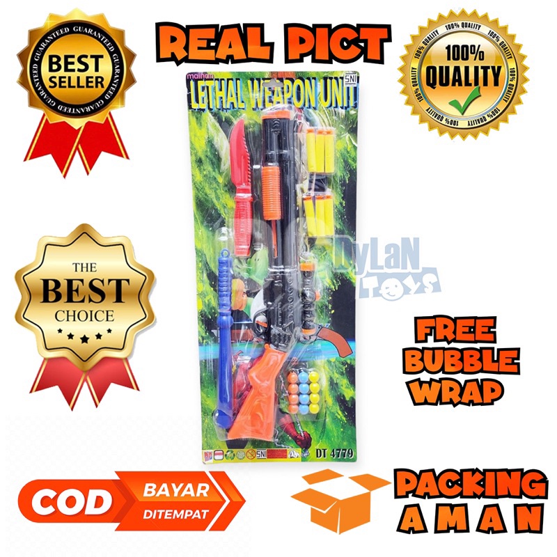 PROMO BISA COD DT-4779 MAINAN SENAPAN ANAK PELURU BUSA LETHAL WEAPON UNIT