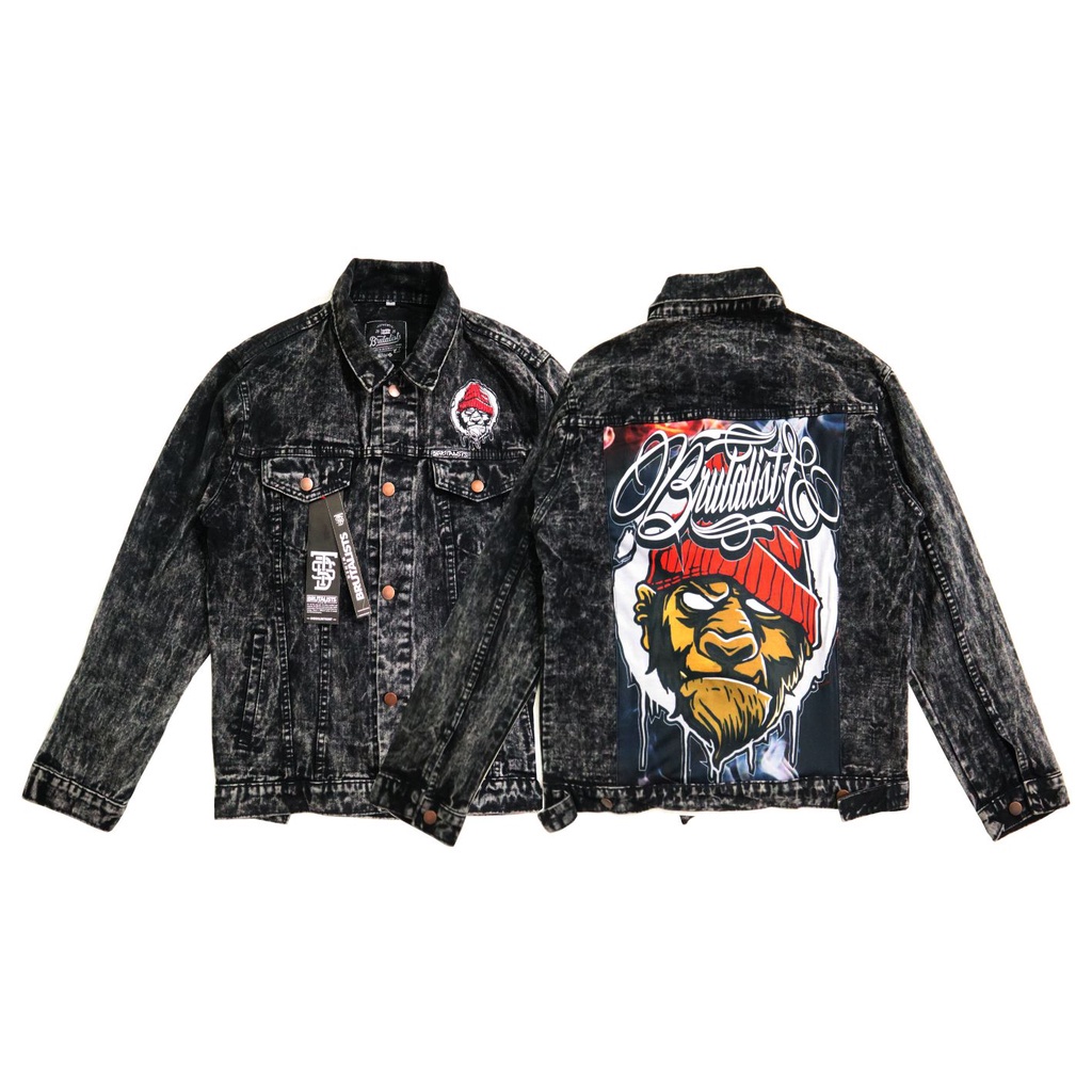 Jaket Jeans Pria Wanita Denim Jacket Full Printing Motif RD MONKAY