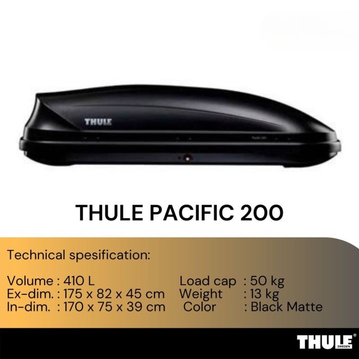 Thule roofbox Pacific 200 Anthracite Black