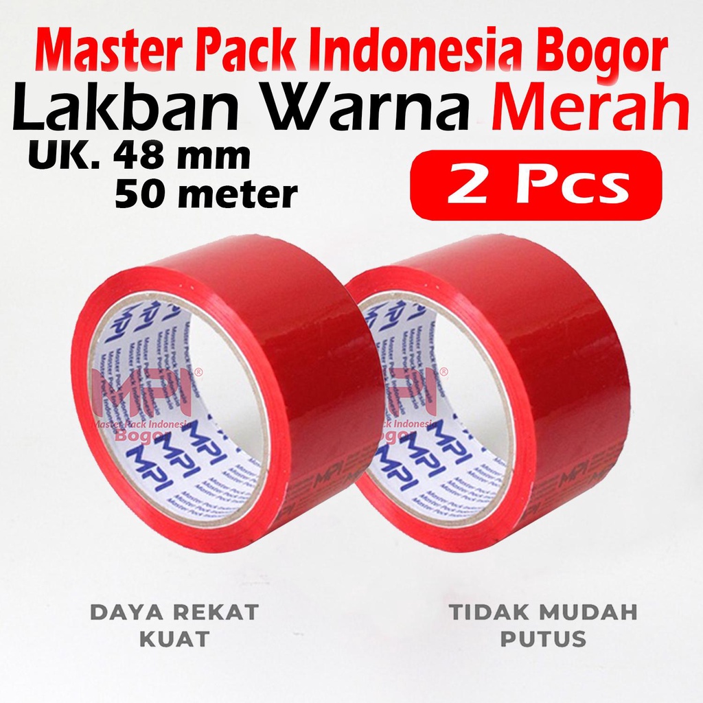 

2 PCS - Lakban MPI Warna Merah 48 mm x 50 Meter - Lakban Warna Master Pack Indonesia