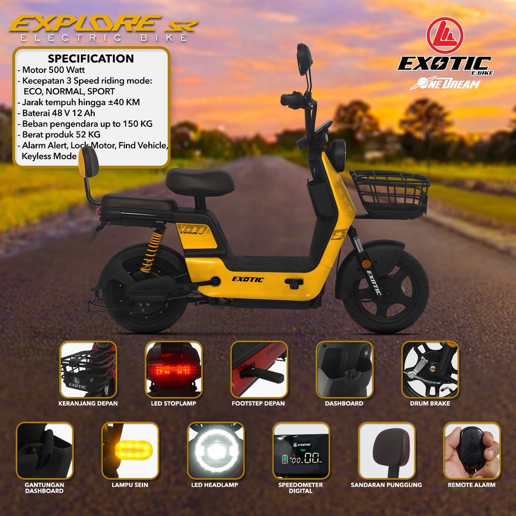 SEPEDA LISTRIK EXOTIC EXPLORE SR GARANSI RESMI EXOTIC
