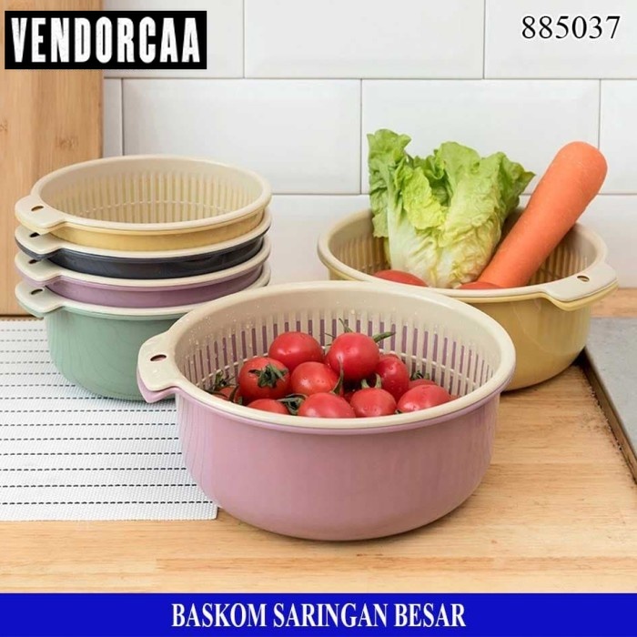 Baskom Saringan Plastik Besar Cuci Buah Sayur Wadah Cuci Sayur Buah