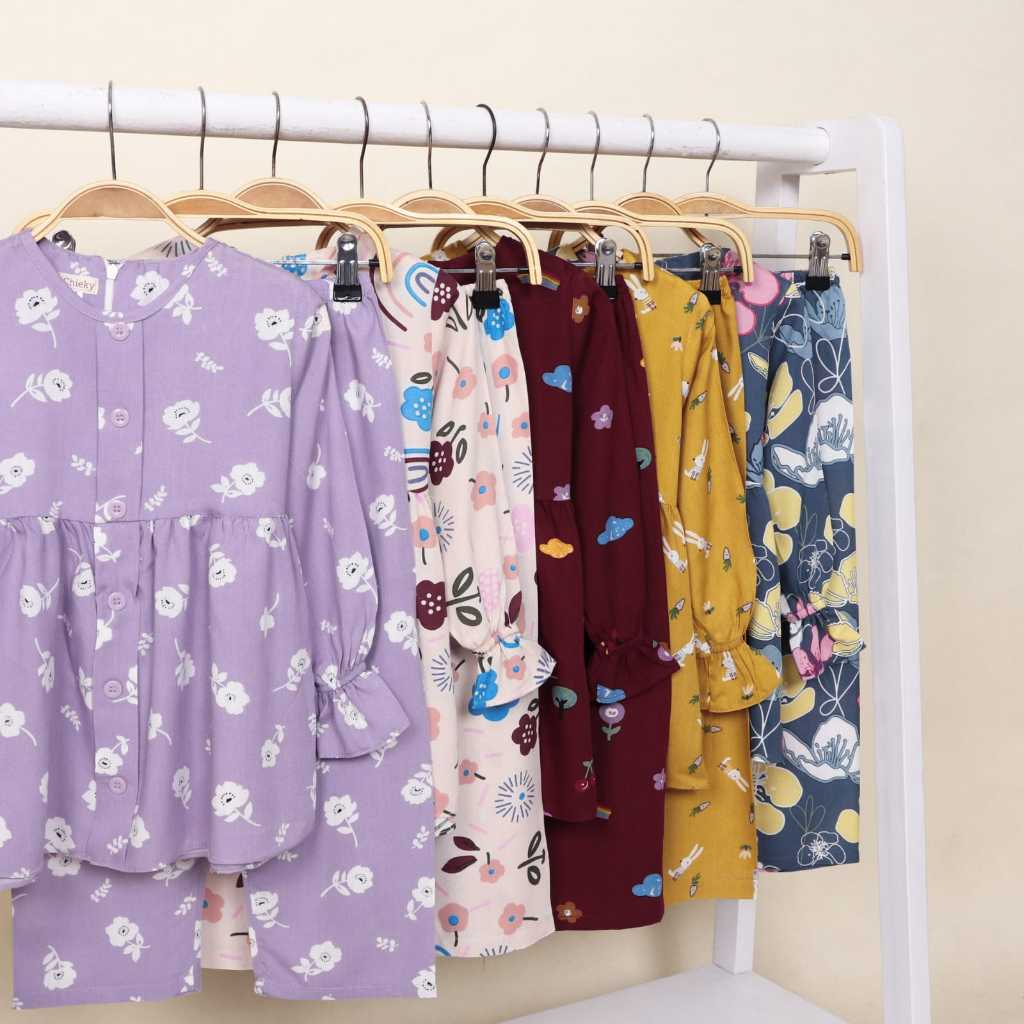 COD Chieky - One Set Rayon premium Anak/ Set Tunik anak 1-10 Tahun/Setelan anak perempuan
