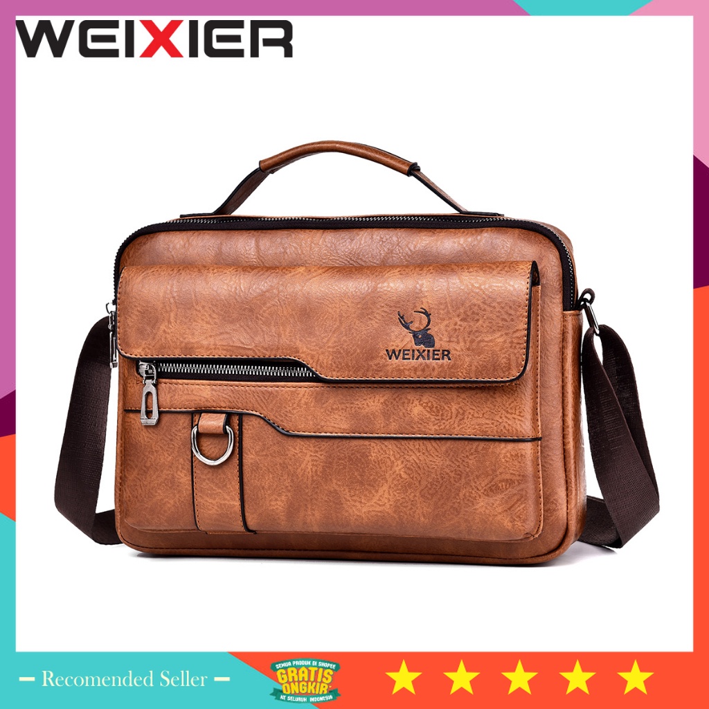 Tas Pria keren Casual BRanded Premium Murah Original kuat - WEIXIER D267 Tas Selempang Pria Kulit An