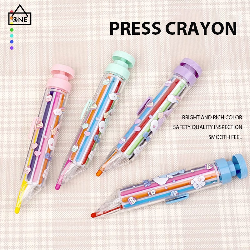 

COD❤️Krayon Multiwarna Berputar 8-In-1 Krayon Warna-warni Tipe Tekan Anak-anak Krayon Kreatif Grafiti