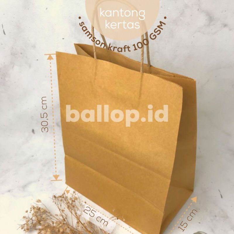 

SOS Paper Bag Tali Tas Karton Roti Kue Coklat Samson Kraft XXL 100 GSM
