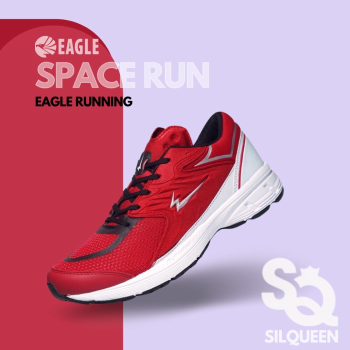 Terlaris ✨ -SEPATU EAGLE RUNNING JOGING LARI ORIGINAL - SPACE RUN - MERAH, 42
