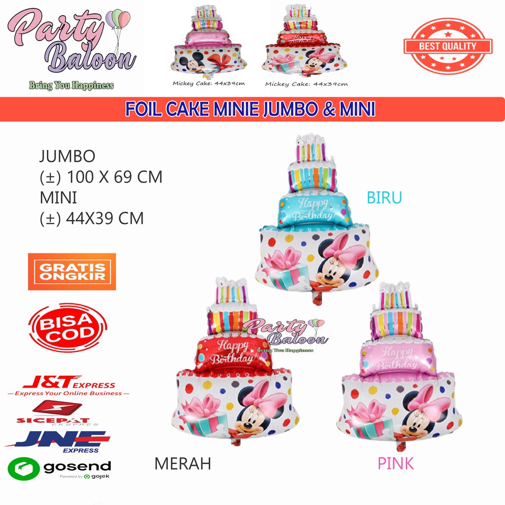 Balon Ultah Anak Cake Foil kue Mickey ulang tahun mickey Minnie Jumbo