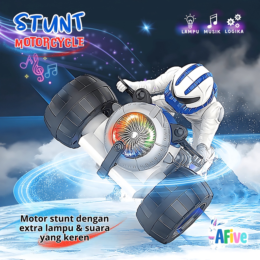 [AFive] Motorcycle Light 360° | Mainan Motor Berputar Musik | Hadiah Ulang Tahun Anak Laki Laki Usia