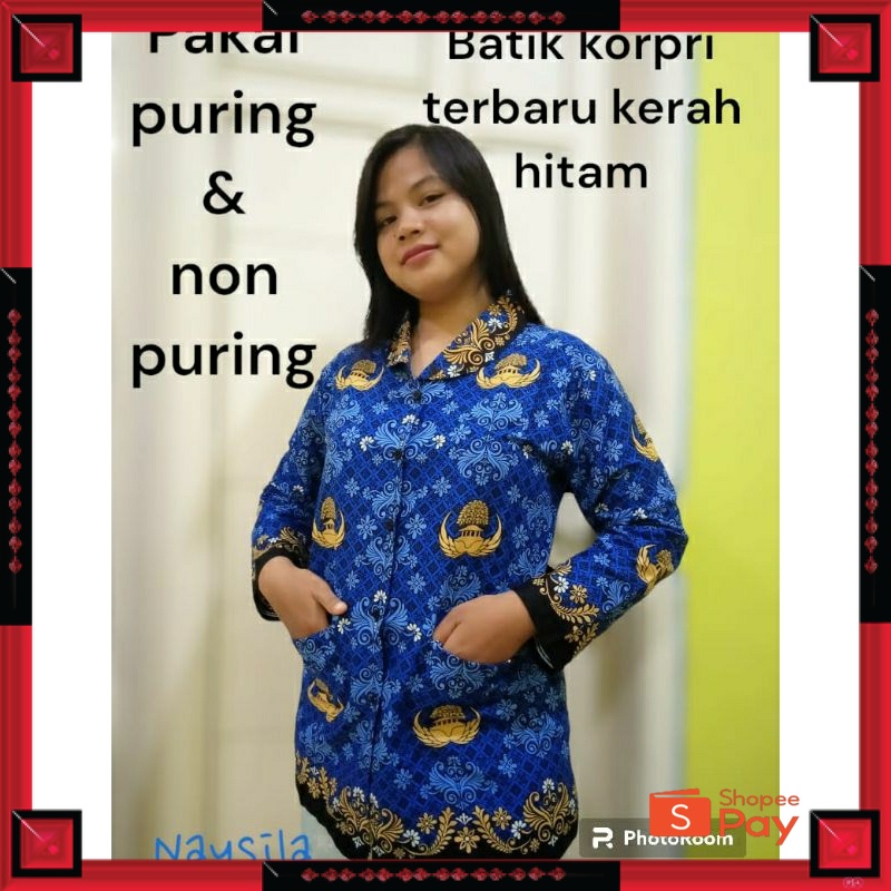 12.12 SERAGAM SALE / seragam korpri batik korpri kerah hitam terbaru standar sop batik korpri bahan 
