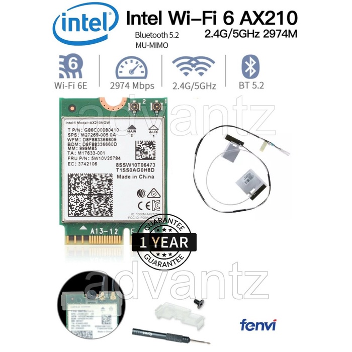 Intel 6 Wifi 6E AX210 AX AC Bluetooth 5.2 Dual Band Wlan Card AX200 - ax210