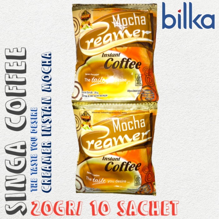 

KOPI BUBUK CAP SINGA MOCHA CREAMER INSTANT COFEE 5X20GRAM.