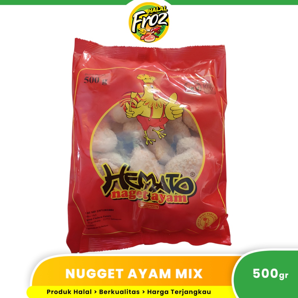 

Nugget Ayam Hemato Chicken Naget Bentuk Mix Kemasan 500gr HFPRS