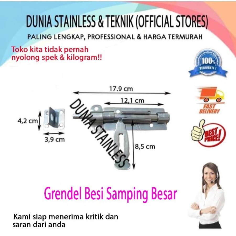 Grendel Besi Samping Besar grendel pintu